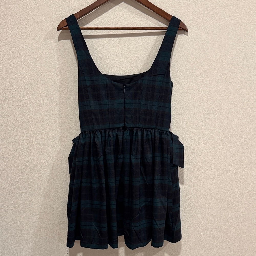 Avec Les Filles Tartan Mini Dress in Green and Black - Picture 6 of 7